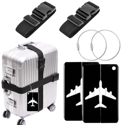 CPJJ 2 Stück kofferband gurt, kofferband auffällig, mit kofferanhänger flugreise, für Schnell erkennen Gepäck Reisetasche Koffer