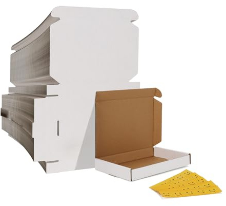 HORLIMER 7x5x1 Shipping Boxes Set of 100, White Corrugated Cardboard Mailer Box for Packing Small Business