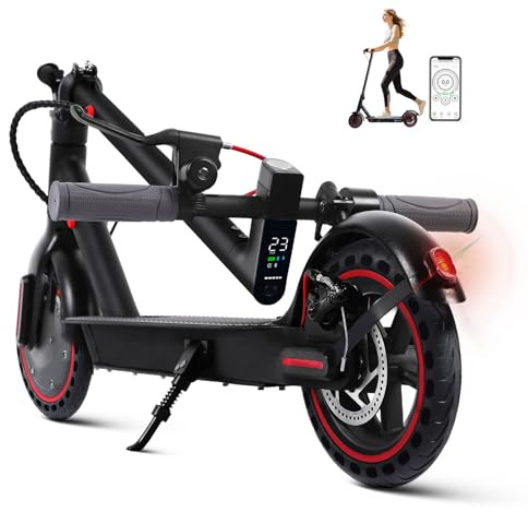 E Scooter 8.5 Zoll Escooter mit Straßenzulassung Faltbarer Elektroroller mit 25-30 km Reichweite, Doppelbremssystem, LED-Display Elektro Scooter für Pendeln,Elektroroller mit App-Funktion,120kg Load