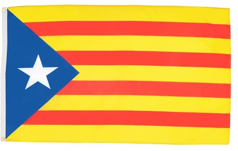 AZ FLAG Lote de 5 banderas Cataluña Estelada – 90 x 60 cm – Bandera Catalán Independiente – Cataluña 100% poliéster con ojales metálicos integrados