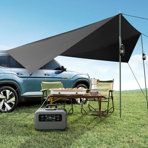 Trsaow Auto tenda da sole campeggio Tenda universale di grande tenda da sole SUV Sun Shelter con ventose Baldacchino per automobili in tessuto Oxford impermeabile per il campeggio