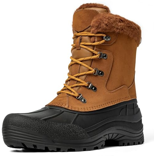 Kelway Winterstiefel Herren Wasserdicht Winterschuhe Herren Schneestiefel Winter Boots Outdoor Schneeschuhe für Wandern Arbeit Camping, Braun 43 NEW