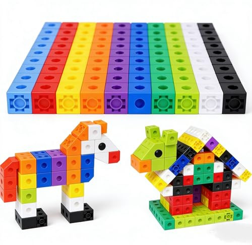 CXWFLM Steckwürfel Grundschule 100 Stück – Mathe Würfel Zahlenblocks Rechenhilfe für Kinder – Bunte Stecksteine Lernspielzeug Geschenk ab 3-8 Jahre Jungen Mädchen