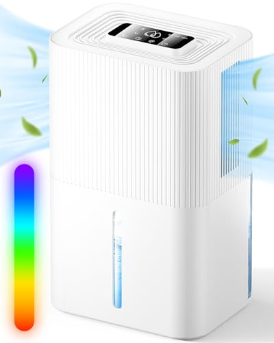 Deshumidificador 2700ML, Deshumidificador Eléctrico Silencioso Temporizador, Modo Sueño, Luz Nocturna de 7 Colores, Portátil, Ideal para Apartament