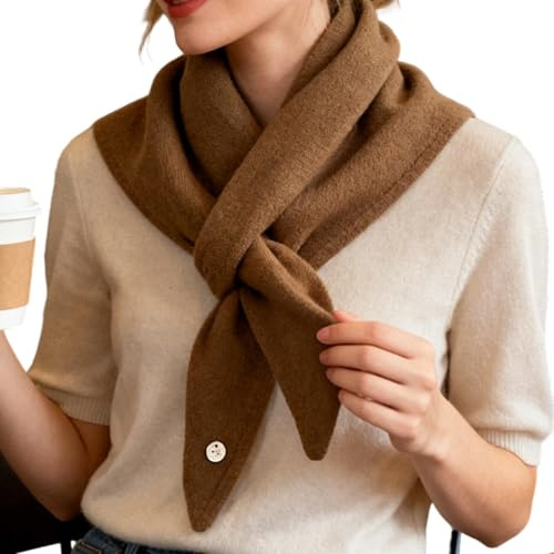 Scarf för kvinnor – trekantig ullhalsduk för mode, damhalsduk pannband | för, höst, dagligen, ledig, fest, utomhus, trädgård, vandring, promenader, hår, handväska, kamel, Siehe Beschreibung