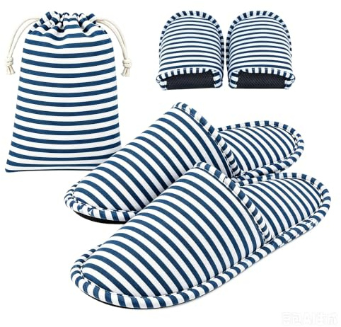 MIGIFTDY 3Pcs Travel Slippers Women Men (UK 3-6), Foldable Portable Spa Hotel Slippers, Cotton Non-Slip Washable Reusable Guest Bath Slippers for Camping Air Travel Business Trip Vacation