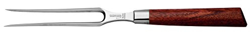 Burgvogel Solingen Natura Line, Fleischgabel Holzgriff, rot satiniert, geschmiedet, Grillgabel, Klinge 15 cm, rostfrei, Wurstgabel, Tranchiergabel, Made in Germany Fleischgabel Natura Line (6 Zoll = 15 Cm) braun rot a 6“ = 15 cm