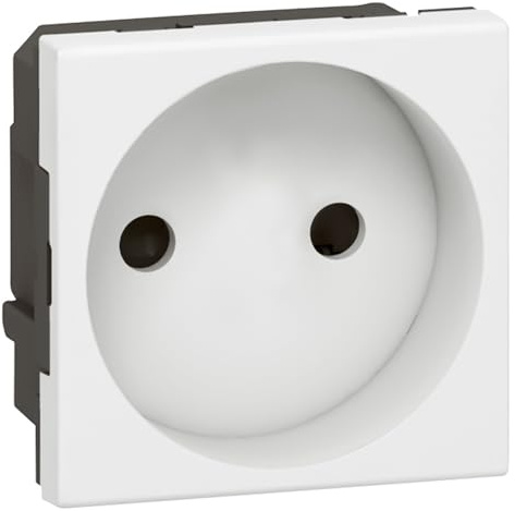 Legrand 077110 Prise de Courant 2P Mosaic avec Connexion par Bornes Automatiques, 2 Modules, Blanc