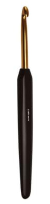 KnitPro Gold Aluminum Single-Ended Crochet Hook with Black Soft Handle | 6.00mm