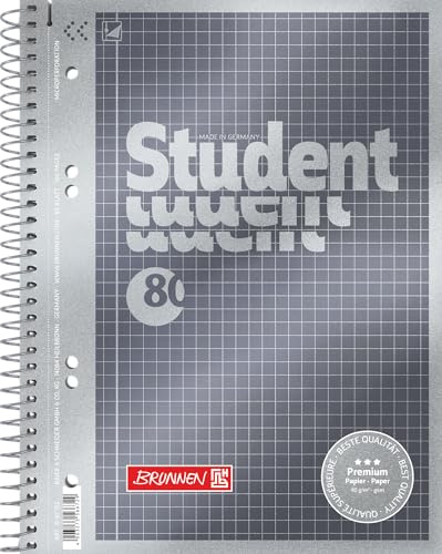 BRUNNEN Collegeblock Premium Student | A5, Lineatur 5, 80 Blatt, anthrazit