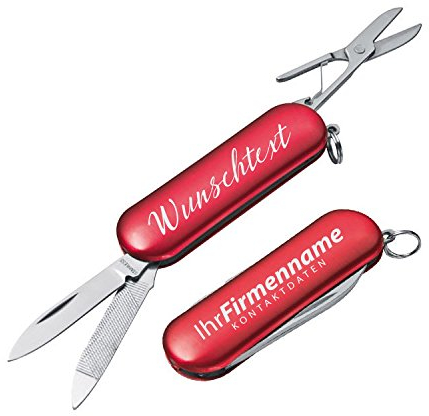 Pixelstudio 50x Edles Mini Taschenmesser mit eigener, individueller Gravur Werbeartikel Firmenname Verein Firma