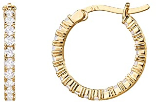 PAVOI Womens 14K Plated ‚Äì Yellow Gold - 925 Sterling Silver Cubic Zirconia Hoop Earring