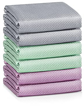Fish Scale Streak Free Magic Glass Window Car Mirror Microfiber Cleaning Cloth Cleaner Cloths,Lint Free Stainless Steel Windshield Shower Cleaning Cloth,Miracle Polishing Towels Shiny Wipes,Pack 6,Mix