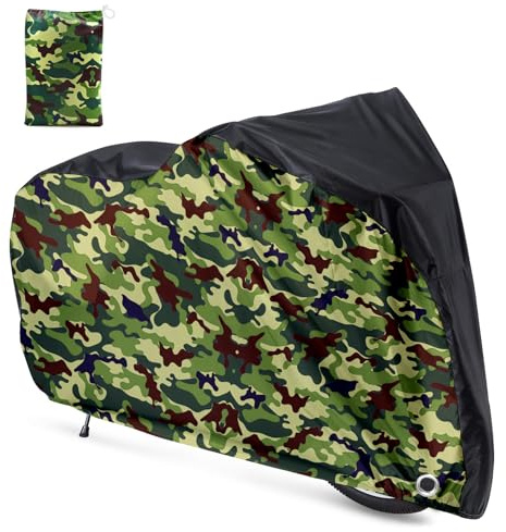 Roctee Bicycle Cover Waterproof Wind Rain Snow Proof Outdoor Mountain Bike Road Travel Bike Cycle Covers with Storage Bag, 78.7''(L) * 27.6''(W) * 43.3''(H) for XL Size (Black & Camo)