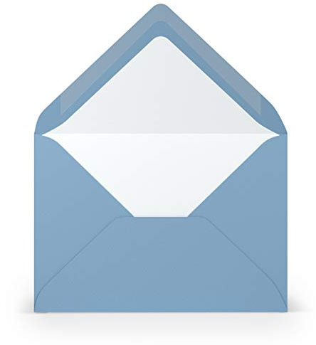 PAPERADO 50 Briefumschläge Dunkelblau gerippt Hell-Blau - 100 g/m² Kuvert Ohne Fenster 11,4 x 16,2 cm - Umschläge mit Nassklebung spitze Klappe
