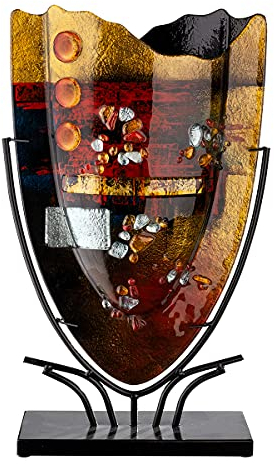 GILDE GLAS art Dekovase XL – Designer Deko abstrakte Vase Dekoobjekt – Home Design für Wohnzimmer Schlafzimmer – Höhe 58 cm