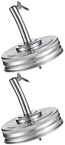 Hsthe Sea 2 pezzi Mason Jar beccuccio per olio, coperchio per olio d'oliva, aceto, erogatore, coperchi con tappo compatibile con vasetto a bocca larga