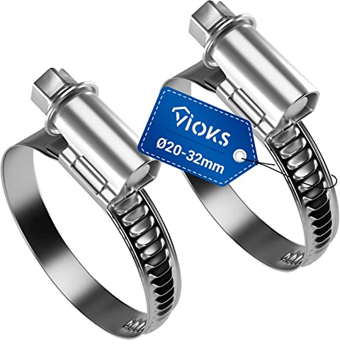 VIOKS Schlauchschellen Benzinschlauch Schellen Poolschlauch SET 2x 20-32mmØ Rohrschellen Klein Schlauch Klemmen/Schelle Waschmaschinenschlauch/Schlauch Schellensatz/Pool Schellen