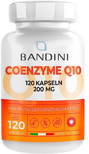 Bandini® Coenzym Q10 200 mg, 120 vegane Kapseln (für 4 Monate), 1 Kapsel pro Tag, 100% reines Ubichinon CoQ10 200 mg, natürlich fermentiert, hohe Dosierung, hohe Bioverfügbarkeit Co Q 10