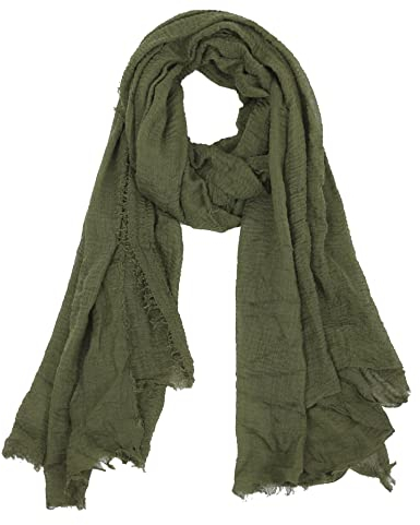 Van Der Rich ® - Schal mit fein gekreppter Oberfläche für Damen und Herren (84-Khaki, One Size)