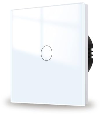 JIMEIDA Touch Lichtschalter 1 Fach 1 Weg mit weiß Unterputz, Glas Panel und Status-LED Wandschalter,AC 240 V,500W,86mm,Kein Neutralleiter Erforderlich