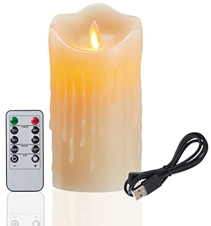 FiiMoo uppladdningsbara LED-ljus, USB-laddningsljus, flamlösa ljus, batteriljus, uppladdningsbara ljus, flamlösa flimrande ljus med fjärrkontroll för jul och festivaler dekoration – 10 cm