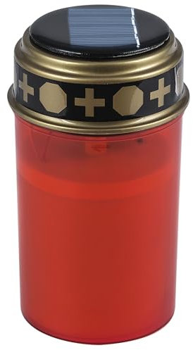 Luz solar LED para tumba con efecto parpadeante y sensor de día/noche, LED amarillo, 7 x 12,5 cm, plástico, resistente a la intemperie, batería Ni-MH de 1,2 V AA, 600 mAh