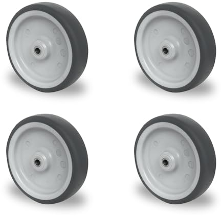 Abrollwerk Mecanismo de Rodadura, Juego de 4 Ruedas integradas con un diámetro de Rueda de 10 cm, Incluye Tornillo de Eje, Rodillo para aparatos, cojinete Liso, Ruedas de Transporte, Ruedas para mueb