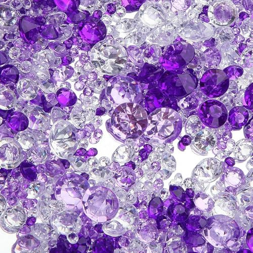 Mbsomnus 5 000 stycken diamanter dekoration violett spridda diamanter bröllop akryl kristall dekoration spridda glitter briljant bordsdekoration strass för födelsedag fest vas fyllmedel