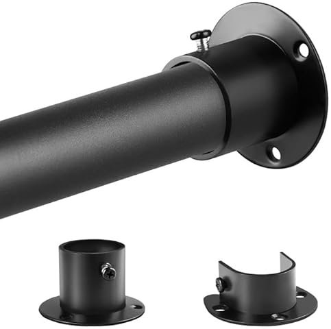 Tiemlet Wardrobe Rods, Black Heavy Duty Extendable Rail, 74-130CM Adjustable Hanging Rail for Wardrobe, Balcony and Clothing Hanging (32MM)