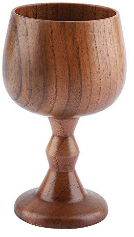 Hominas Copa De Madera Vino Cáliz, Taza De Madera Maciza De 150 Ml De Vino Cálices Multifuncional para Café Té Leche, 7,5 x 12 Cm