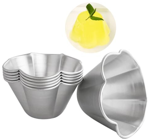 LoveDeal Aluminum Muffin Pans, Flower Shape Deep Egg Tart Mold, Jello Pudding Cup Molds, Baking Cupcake, Tartlets, 3.7 x 2 x 2.2 - 6 Pack
