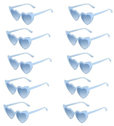 10 Paires Lunette Coeur, Lunettes en Forme de Cœur Lunettes de Soleil Transparentes Couleur Bonbon, Deco Anniversaire Sunglasses, Drôle de Lunette de Soleil de Fête Cosplay de Fête