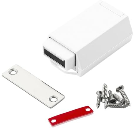 Cierre magnético para puerta de armario con innovador sistema de empuje para abrir para un funcionamiento suave (blanco)