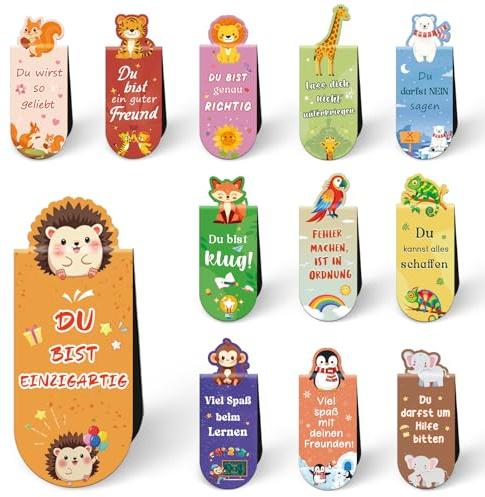 Magnetische Lesezeichen Kinder mit Mutmacher Sprüchen, Kleinigkeiten für die schultüte, Geschenk Einschulung Mädchen Junge, Abschiedsgeschenk Kinder, Geburtstags Mitgebsel Kinder
