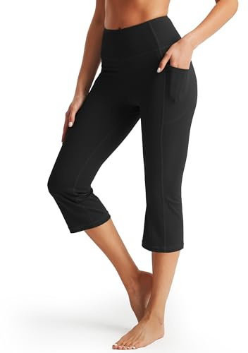 Libin Pantaloni Capri Donna Estivi Corti Sportivi Leggings Nero M
