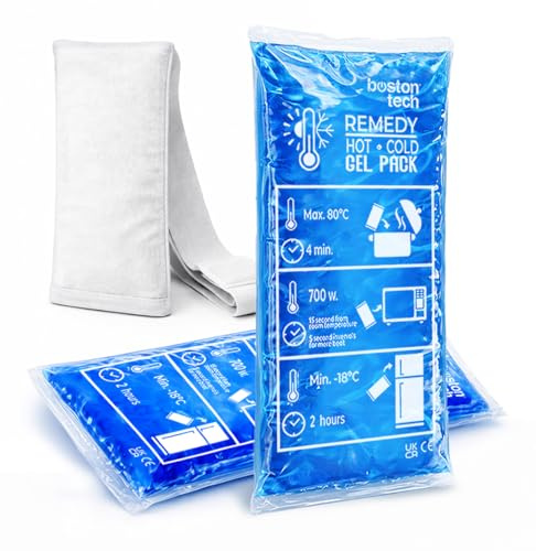 Boston Tech Bolsas de gel frío y caliente premium con funda reutilizable multiposición. Terapia frío-calor ideal para lesiones, recuperación muscular, fisioterapia y uso doméstico (Pack de 2)