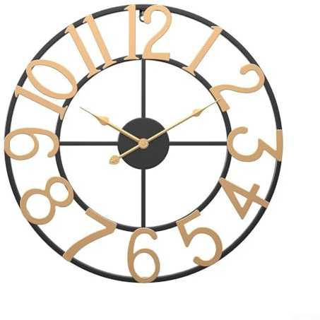 Besttoolifes Horloge murale d'extérieur de style rustique – Horloge murale d'extérieur en métal résistante aux intempéries pour jardin, véranda et piscine, horloge extérieure silencieuse à grand