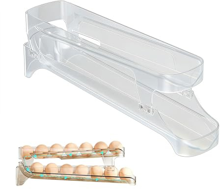 1 Stück soporte para huevos para refrigerador, organizador de almacenamiento de huevos con diseño de rodillo automático, contenedor de canasta de huevos, almacenamiento de huevos para la cocina,