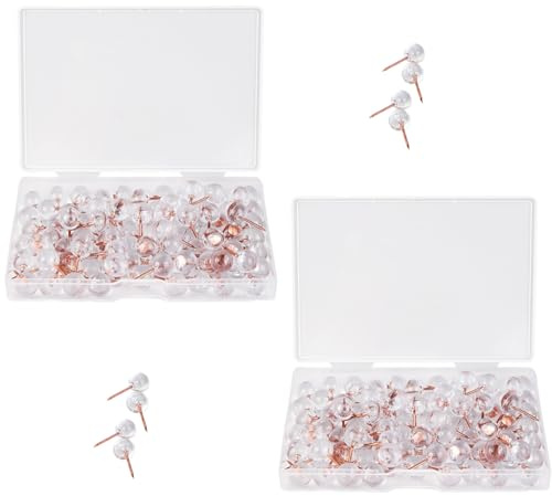 200 Pcs Punaises Transparentes Tete Ronde Punaise Murale | Pour Tableau Liege Epingle Accroche Tableau Bureau Maison Affiches Photos Cartes Messages Notes Pins