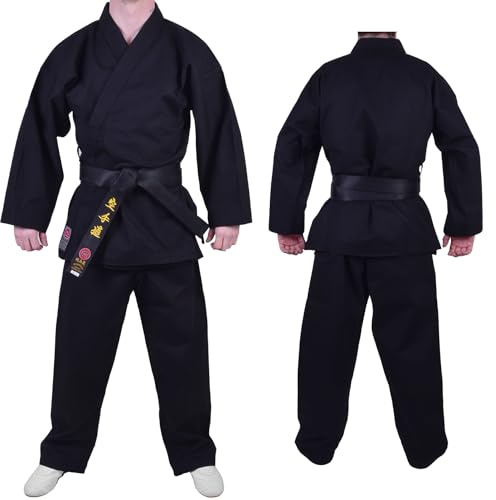MAR | Heavyweight Karate Gi, Black Karate Suit, European Cut | Men & Women; Kids & Adult Sizes | For Competition & Tournaments, Kids Karate Suit for Competition, 14oz Canvas Fabric Suit (5/180)