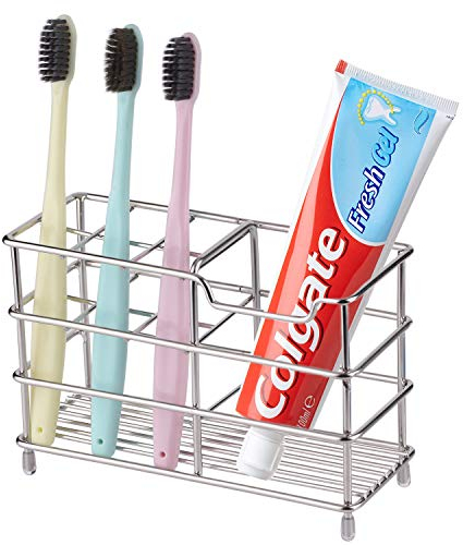 SENSOUSONG Tooth Stand Brush Toothpaste Storage Stand - Metal Steel Stainless Welding Drain Toothbrush Holder, for Bathroom, Razor, Cosmetics