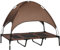 PawHut Erhöhtes Hundebett mit Baldachin, Haustierbett, Hundeliege Outdoor mit Dach, Atmungsaktiv, Taftstoff für Camping Kaffee 122 x 92 x 108 cm