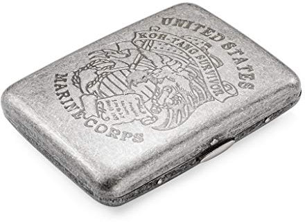 Portasigarette in metallo anticato, da uomo e da donna, per 16 sigarette, anticato, con incisione, aspetto elegante e qualità speciali, mix, m