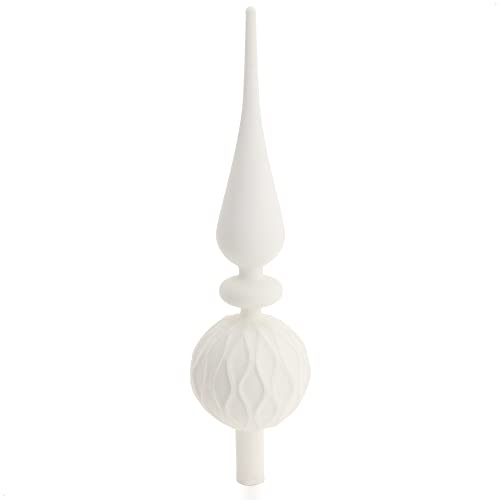 com-four® Weihnachtsbaumspitze glänzend - Christbaumspitze aus echtem Glas für Weihnachten - Tannenbaumspitze für den Christbaum (31cm - Just White)