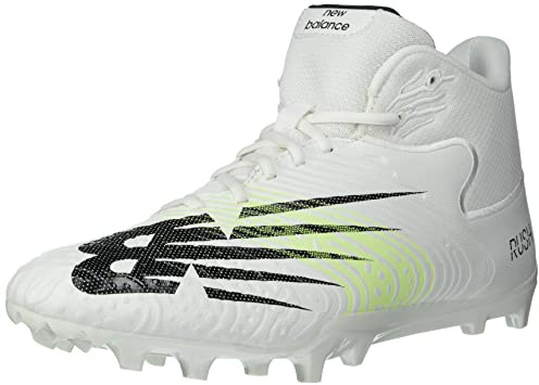 New Balance Men's Rush Mid V3 Speed Lacrosse Shoe, White/Bleached Lime Glo, 12 M US