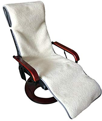 Sesselschoner Relaxsessel doppelt Extrabreit grau/weiß 60x200cm 100% Merinowolle