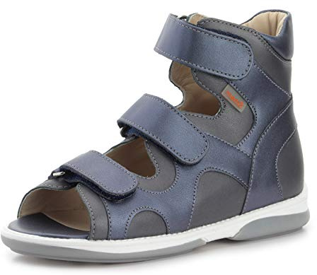 Memo Joanna Orthopedic Corrective Ankle Brace Sandal, Navy Blue/Silver, 33 (2.5 M US Big Kid)