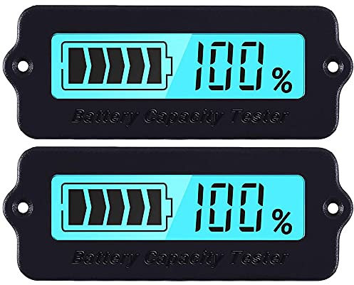 DollaTek 2Pcs Battery Meter blue Back-Light Capacity Monitor DC 8-63V Digital Battery Indicator DC 12V 24V 36V 48V Lead-Acid and Lithium-ion Battery Indicator