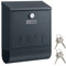 Songmics Letterbox, wall letterbox, lock with copper lock cylinder and rotating cover, newspaper compartment, post viewing window, name plate holder, lockable, anthracite GMB021G01